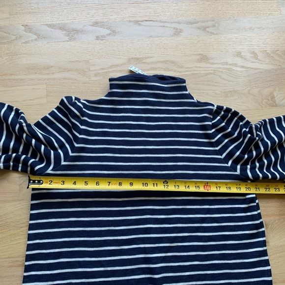 New Madewell Gathered-Sleeve Mockneck Top in sweater stripes blue white large L - Picture 8 of 12